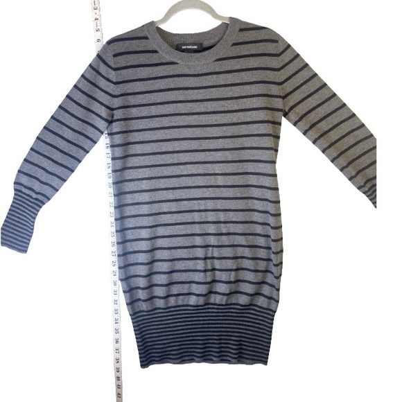 Siena Studio Sweaters - Siena Studio Striped Sweater Dress Long Sleeve Crew Neck Gray Black Womens M